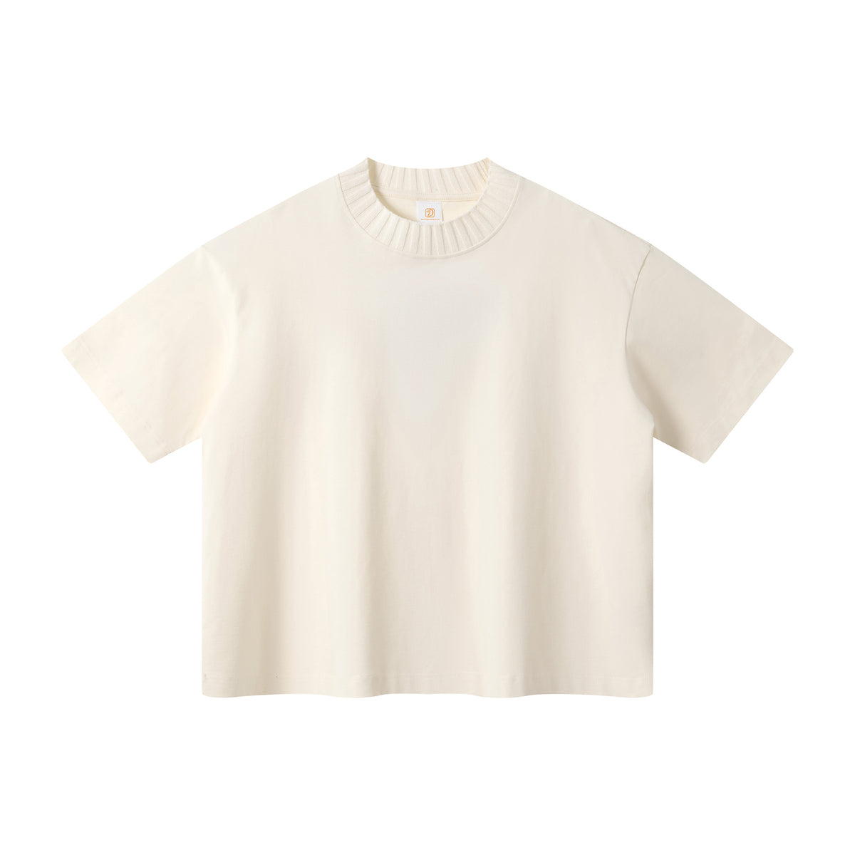 Customized Summer Version 305g Heavyweight 100 Cotton Knitted Patchwork Contrasting Color Collar BOXY Style Pure Cotton T Shirt
