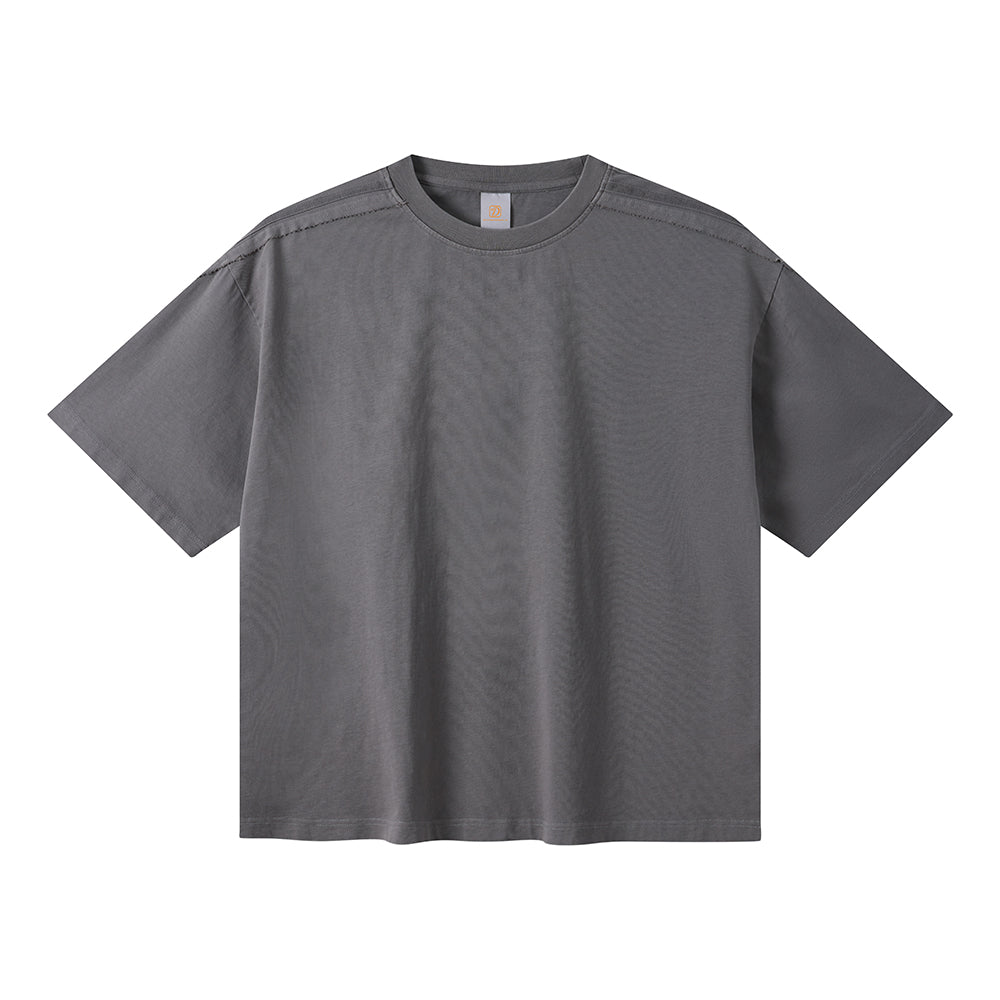 Tshirt 100 Cotton Blanc Pure Cotton Washed and Distressed Plaid Patchwork Retro T-shirt Loose Fitting Cotton Casual Brand