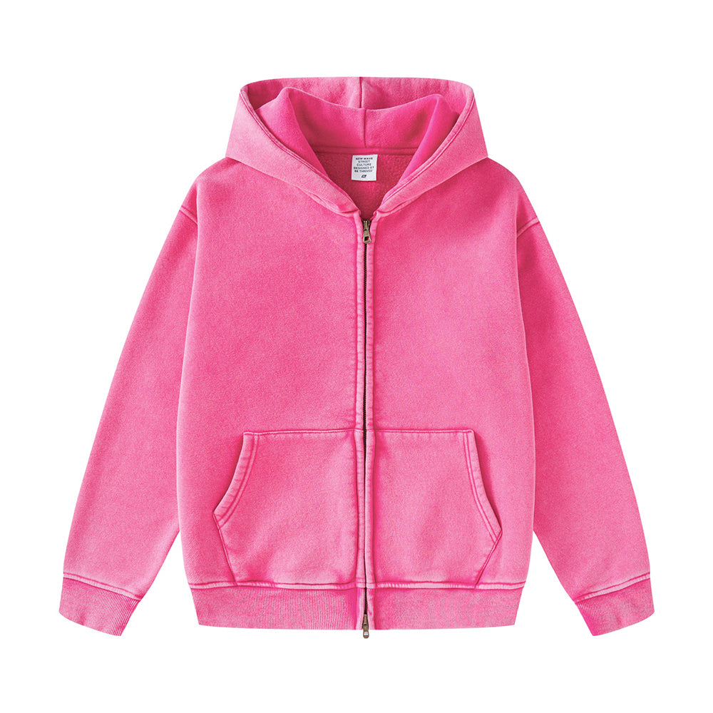 Customize Your Own Exclusive Design Children's Hand Washed Water Resistant Fleece Lined Plain Oversized Zipper Pullover Sweater
