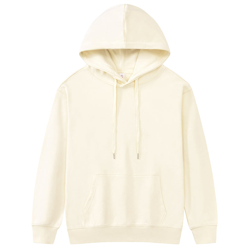 Customized Blanks Pure Cotton Pullover with Loose and Slightly Dropped Shoulders and a Hood Plain for Printing Vintage Style