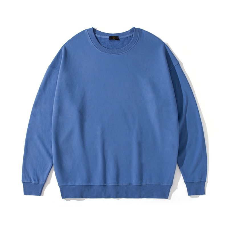 14 Color 330 Grams(100% Cotton Loose Fitting Round-neck Pullover with Dropped Shoulders Oversized Design Winter Collection
