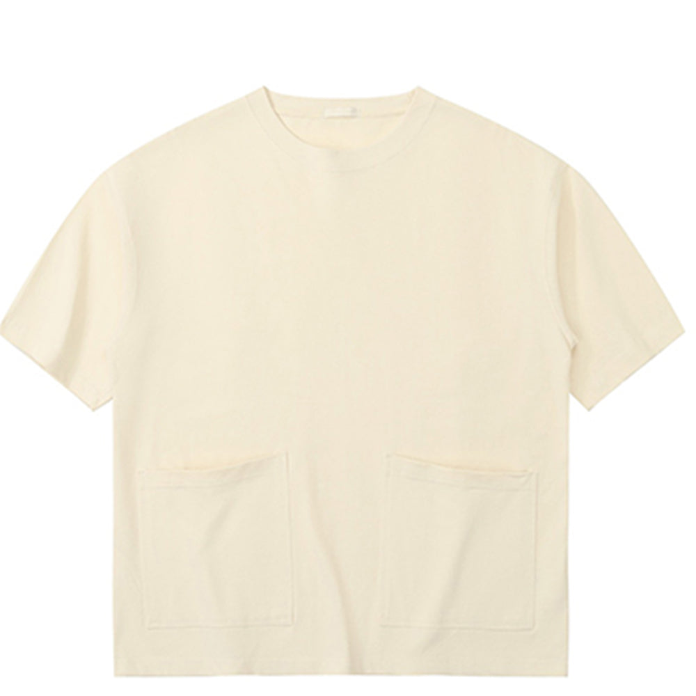 Wholesale Tshirt 100 Cotton Blanc 8 Color Double Pocketed Loose Sleeved 5 Button Short Sleeved Workwear T Shirt American Style