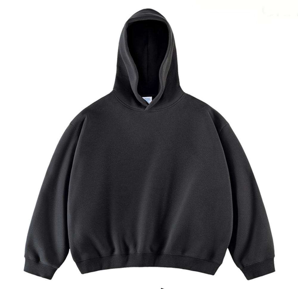 Hoodie for Men Boxy Shaped Short and Wide Heavyweight Fleece Pullover Without Pockets You Can Customize Your Favorite Pattern