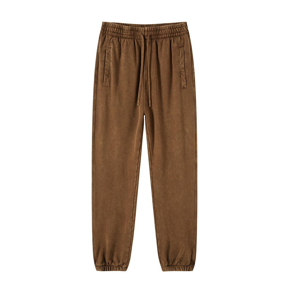 Fall and Winter Style 100 Cotton Blanc Belted Wax Dyed Distressed Long Sweatpants Heavy Duty Free Sample Sweatpants Design