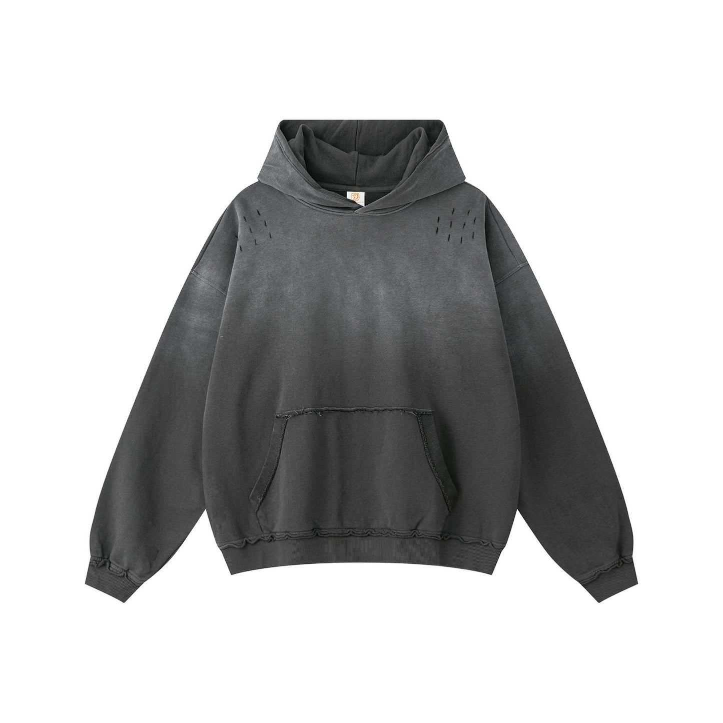 OEM Wholesale Hoodies Batik Washed Gradient High Quality Embroidery logo Boxy Cut Out Streetwear 100% Cotton Men's Hoodies