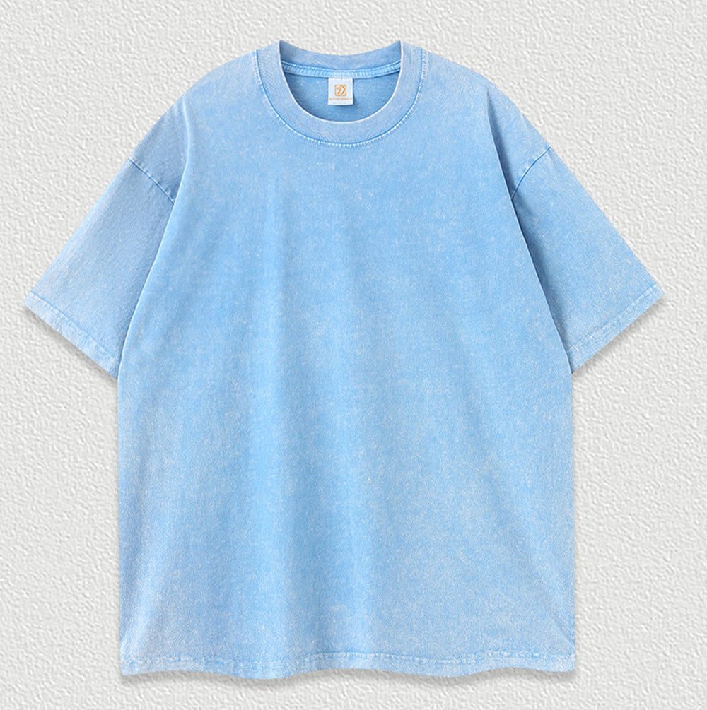 Customized Tshirt Wax Dyeing with Snowflak Pattern for Distressed and Washed Short Sleeved Shirt the Sleeves Are Relatively Long