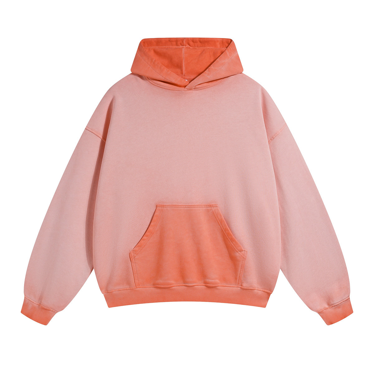 Customized 430g Pure Cotton Looped Fabric Distressed Washed Relaxed Fit Hoodie with Dropped Shoulders Free hoodies Design