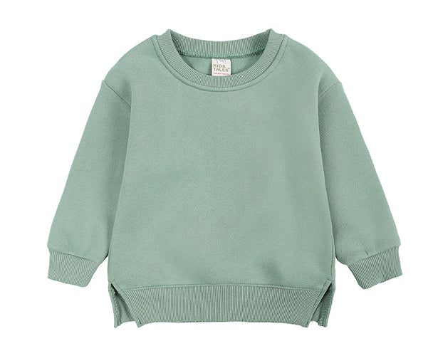 9 Color Fleece Pullover for Boys and Girls Round Neck Small Children's Pullover Solid Color with Fleece Top Fall Winter Style