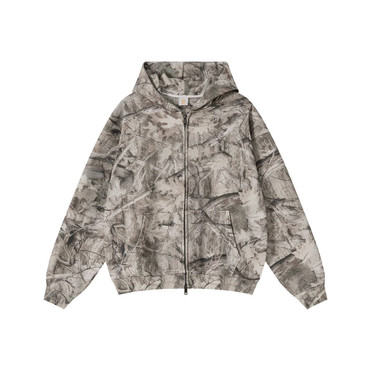 Oem Brand 340 Gsm Branch Camouflage Zipper Hooded Sweatshirt with Fleece Hooded Pullover Vest High Quality Zipper up Hoodies