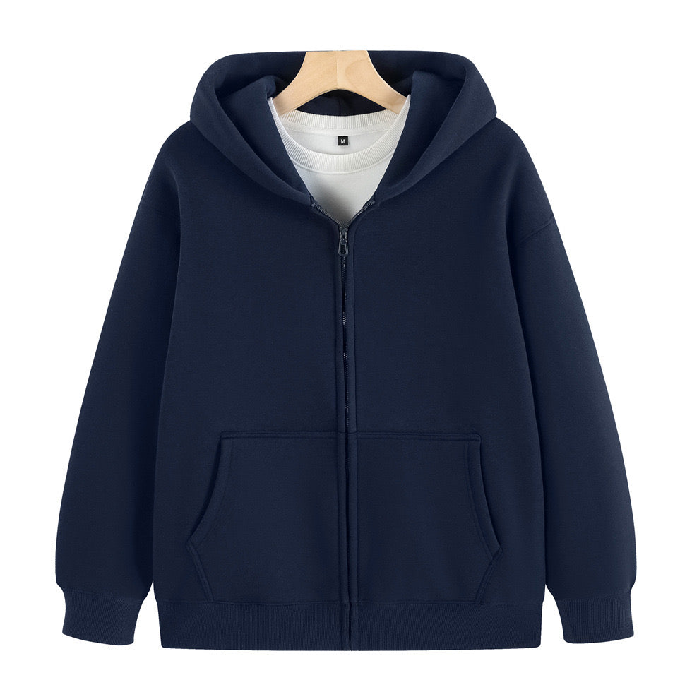 Custom 500 Grams Heavyweight Zipper up Hooded Sweatshirt Casual Fashion Style Pullover Hoodie Plus Size Streetwear Plain in Bulk