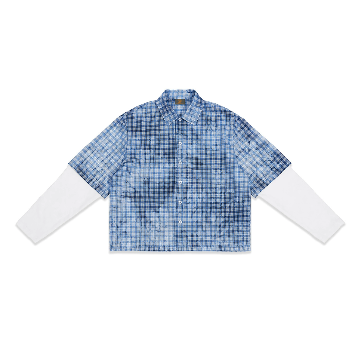 OEM Customized LOGO Two Piece Short Plaid Shirts for Men in Loose Fit with Heavyweight Long Sleeves Tshirts American Style