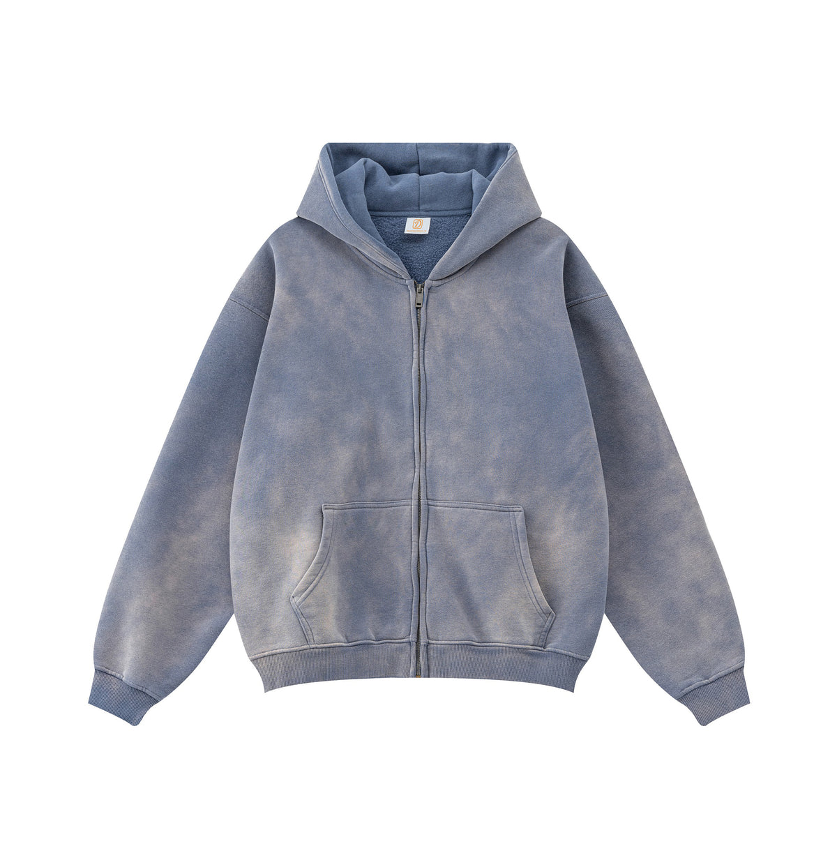Fashion Men's Hooded Worn Out and Padded Cardigan with Hood and Pullover for Men with Gradient Color Spray Finish Winter Style
