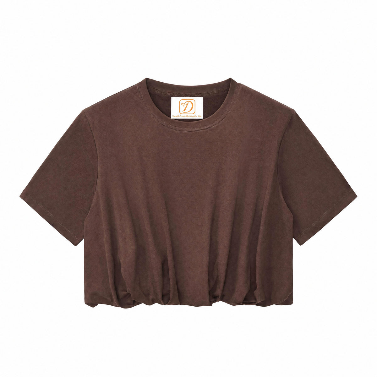 Customized Summer Version Double Layered Silhouette Short Sleeved Puff Sleeved Low Cut Top for Women T-shirt From a Trendy Brand