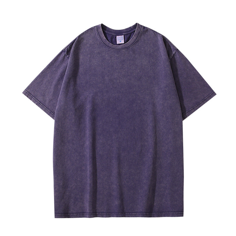 9 Color Pure Cotton Washed and Distressed Heavyweight Short Sleeved T-shirt Plain Tshirts for Printing Unisex High Quality
