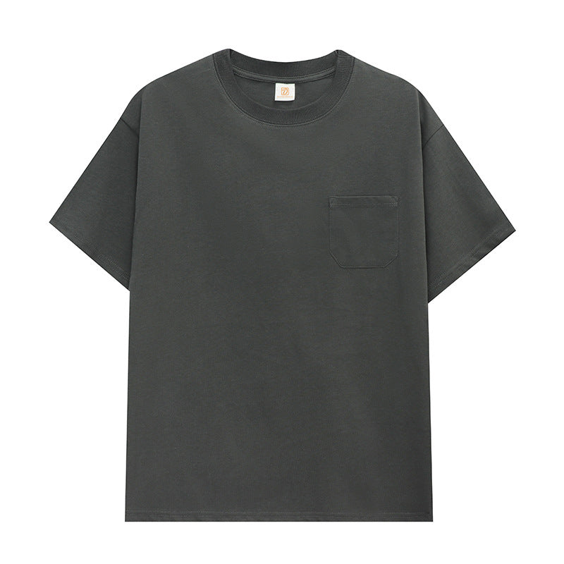 American Style Heavyduty 240g Cotton Short Sleeved Shirt with Pockets Men Tshirts High Quality T-shirt From a Trendy Brand