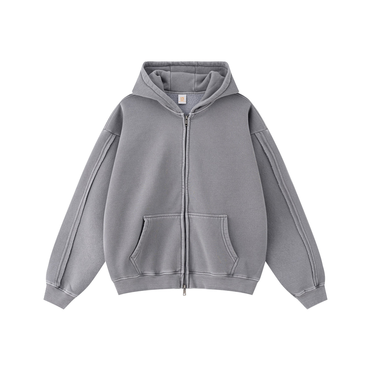 Fashion Men's Hoodies Double Headed Zipper Fleece-lined Hooded Sweatshirt Water Washed Finish Sweatshirts From a Trendy Brand
