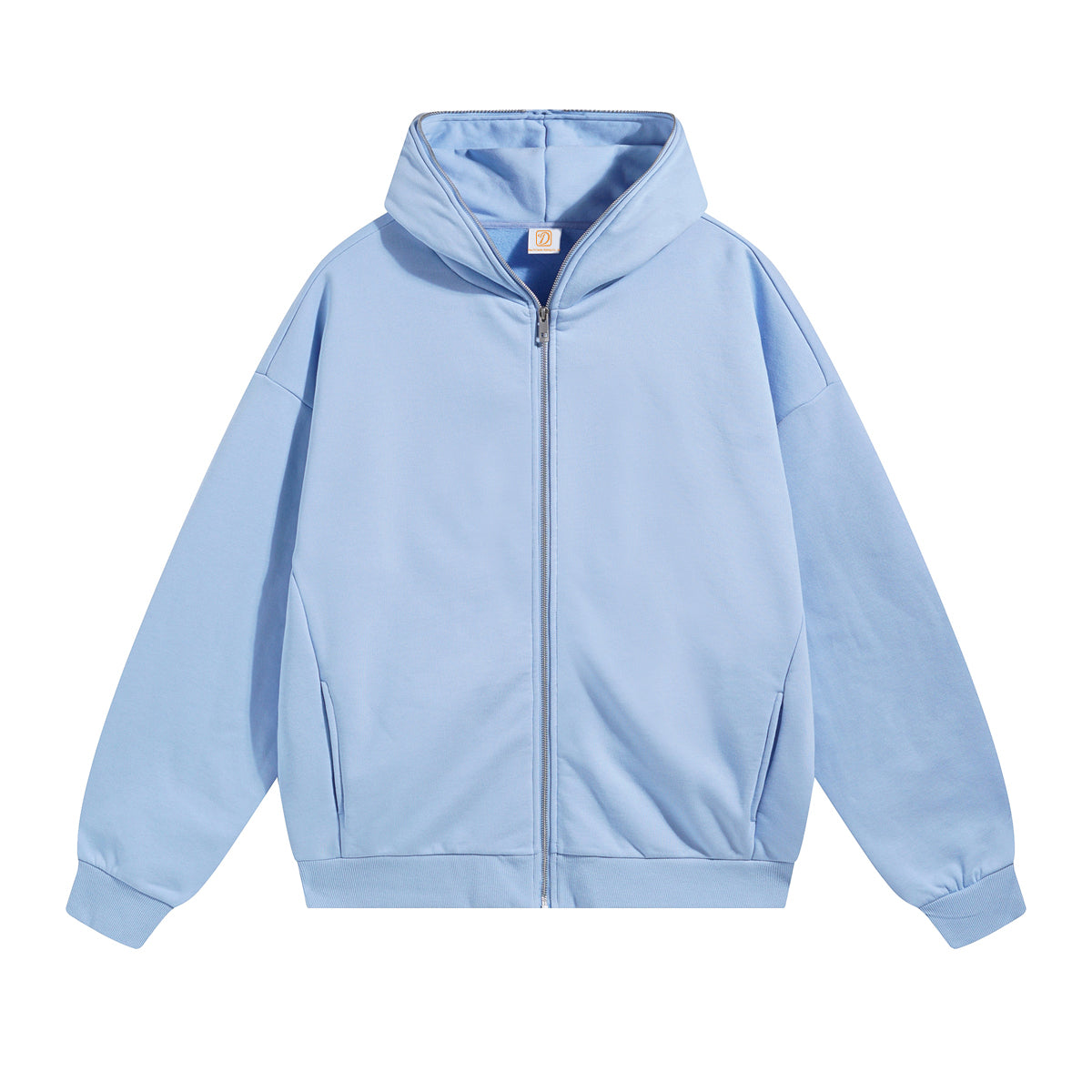 Customized 430gsm a Thick Fabric Pullover with a Dropped Shoulder and a Full Zipper Is Available in Sample Form.Zipper Hoodie