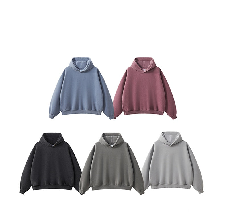 Loose Heavyweight Washed Vintage Casual Broken Blank Mens Hoodies And Weatshirts
