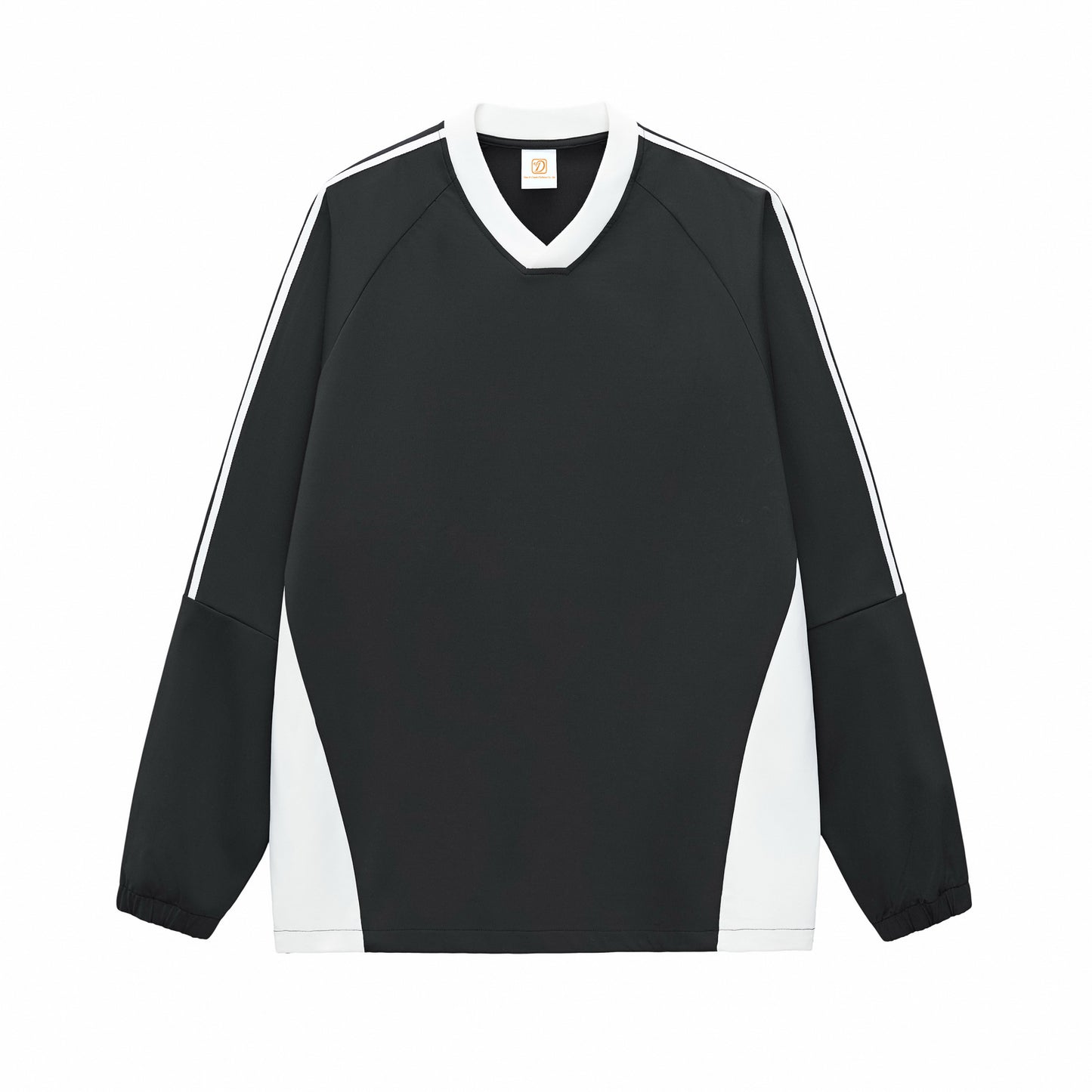 Custom logo Patchwork Contrasting V Neck Basic Long Sleeved T-shirt From a Trendy Brand High Quality Free Sample Design