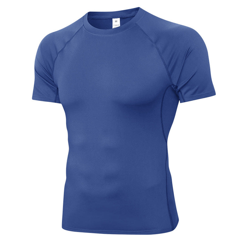 7 Color Men's Quick Drying Short Sleeved Sports Running Fitness Sweat Wicking T Shirt High Elasticity Training Short Sleeved Top