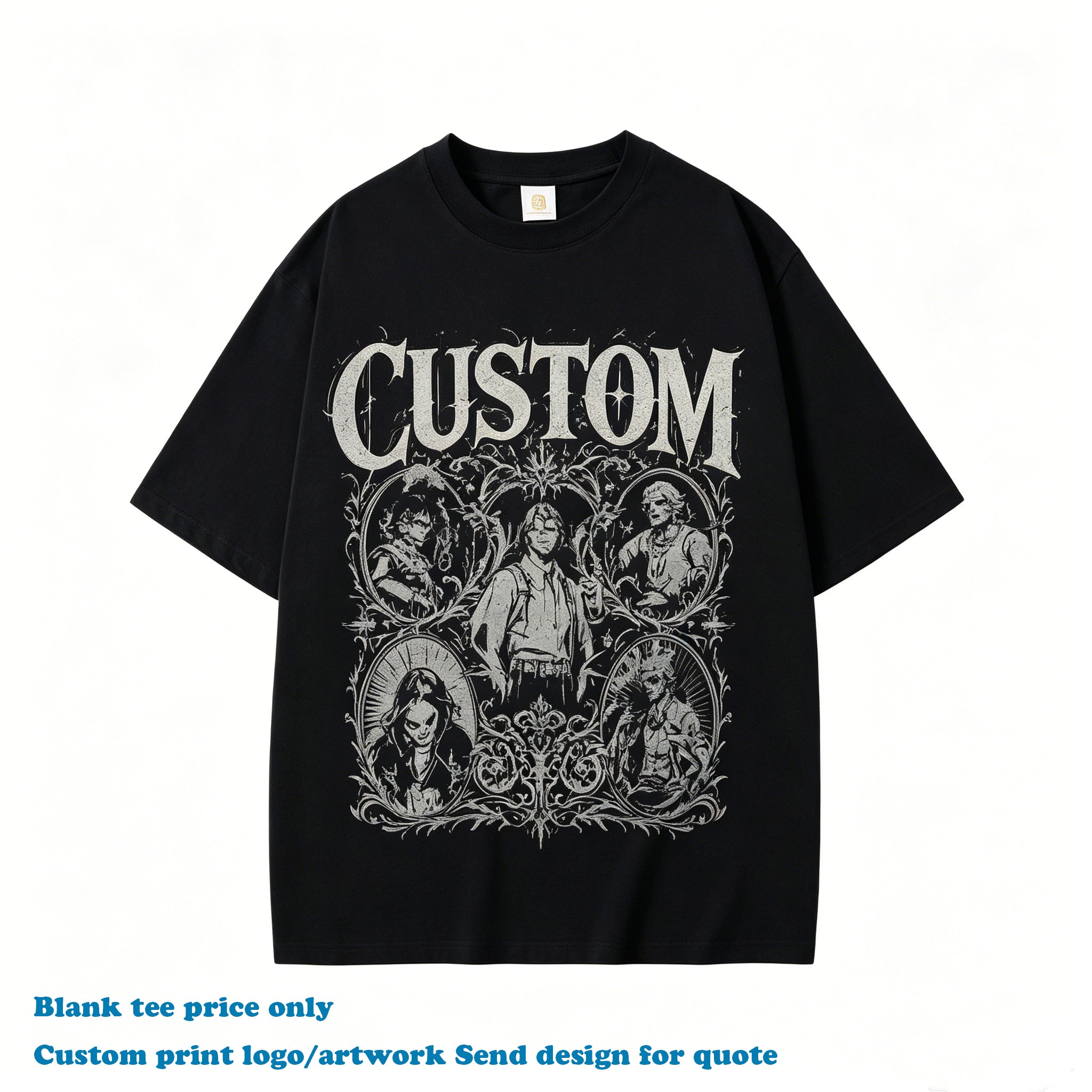Men's Summer T-shirts Heavyweight Drop Shoulder Casual Round Neck 100% Custom Embroidery logo Plain Personalized T-shirt