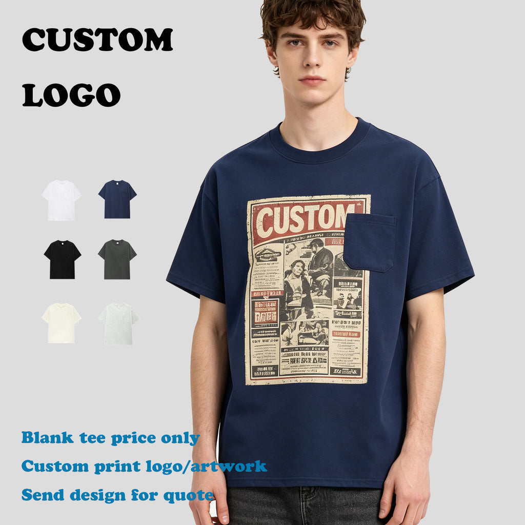 Heavyweight Tshirts Streetwear Men's Short Sleeve Boxy Streetwear Custom Embroidery logo High Quality Fashion Tshirt for Men