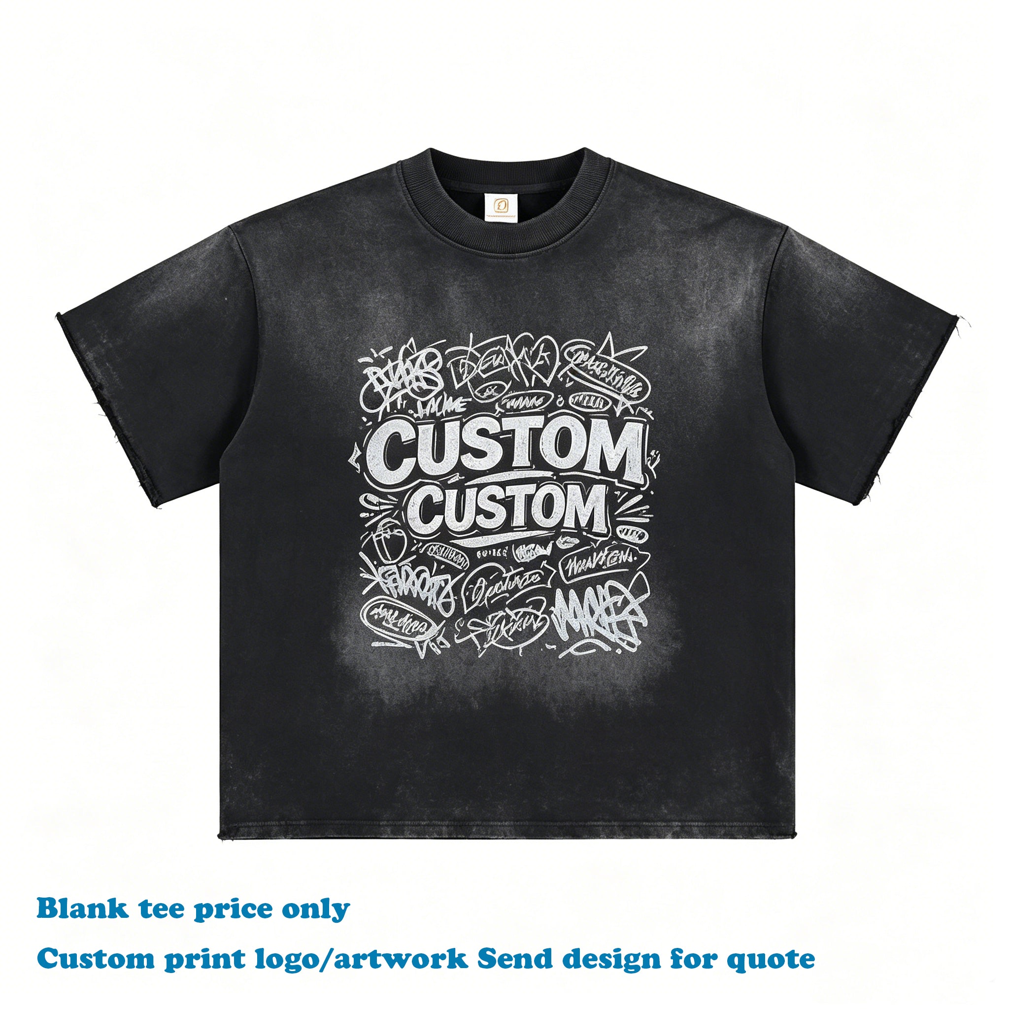 Customized t Shirts Streetwear Round Neck Blank Men's Vintage Heavyweight Boxy Fashion Gradient Acid Washed Short Sleeve Tees
