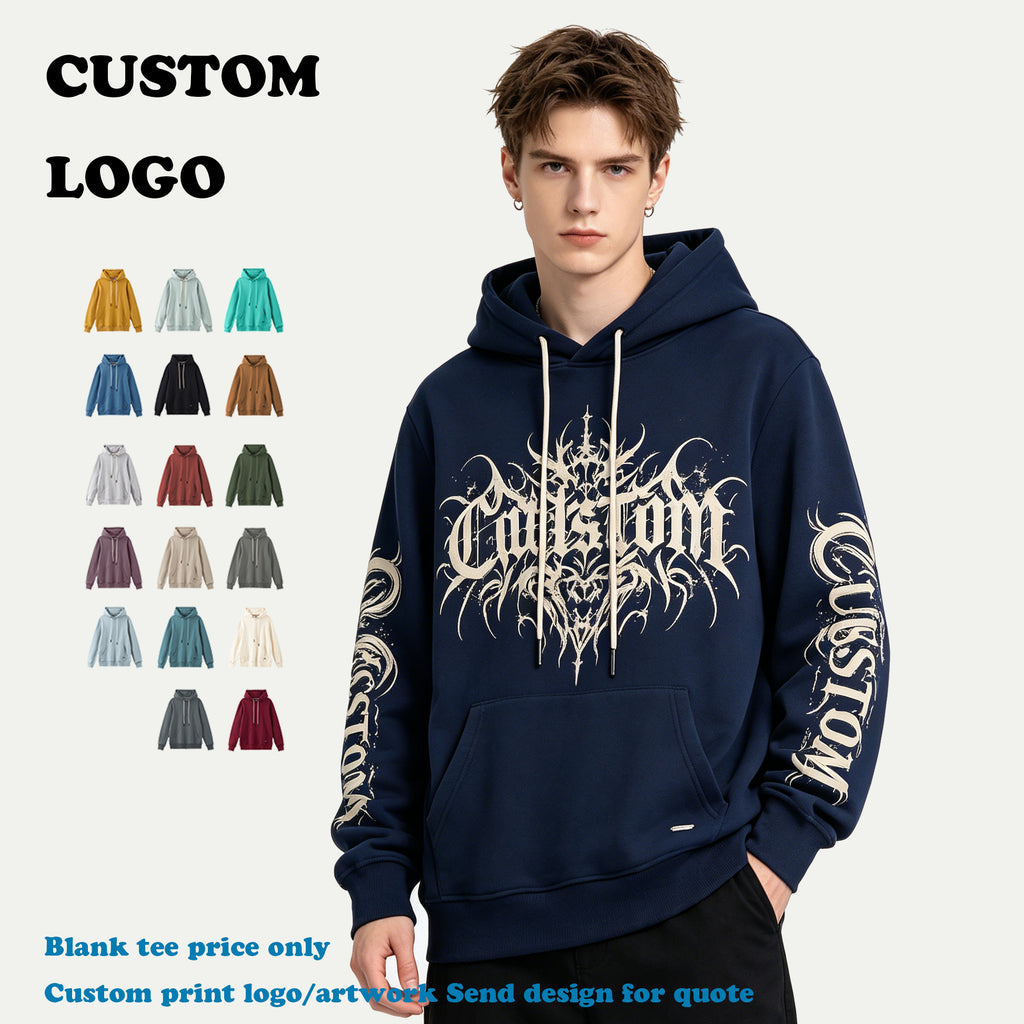 Wholesale Custom Hoodies Heavy Cotton Blank Custom Puff Printing High Quality New Design Streetwear Fashion Men's Hoodies