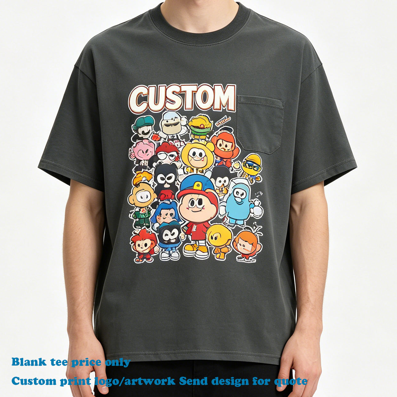 100% Cotton T-shirt High Quality Blank O-neck Custom Puff Printing Summer Short Sleeve Wholesale Men's Personalized T-shirt