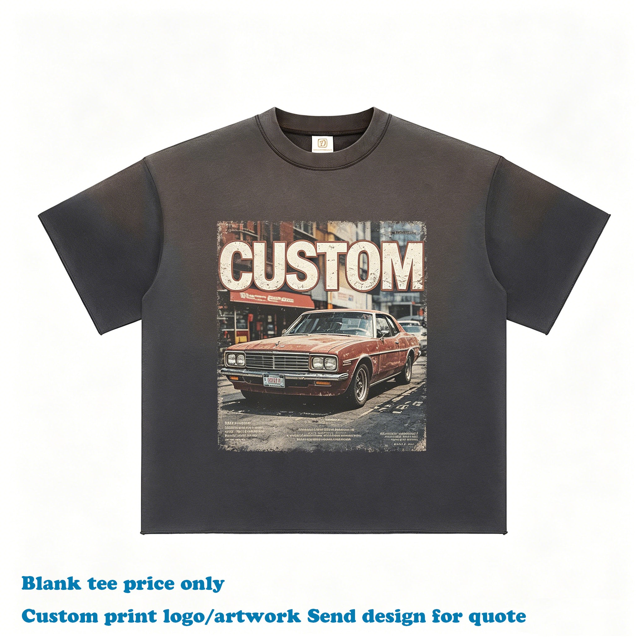 Vintage Gradient Tshirts Custom Acid Wash New Style 350g Heavyweight Short Sleeve t Shirt Streetwear Plain Men's T-shirts