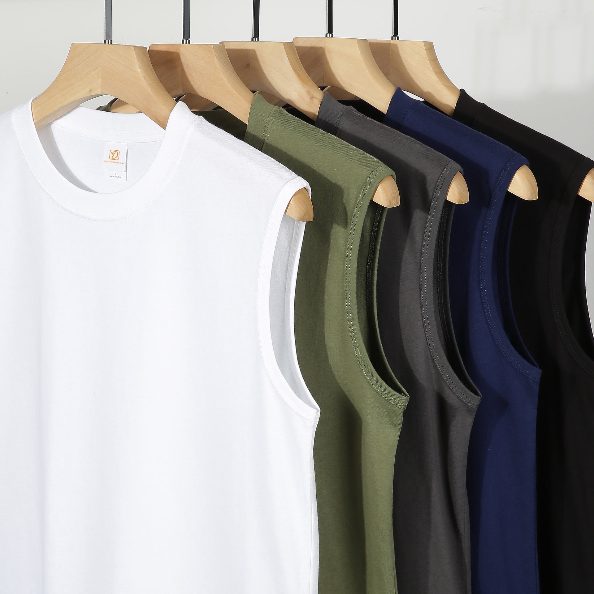 Customized High Quality T-shirts Gym Sleeveless Pure Color 100% Cotton Round Neck Streetwear Fashion Blank t Shirt for Men