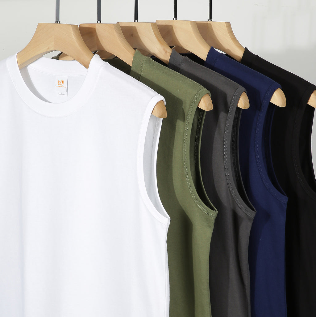 Streetwear Round Neck 100% Cotton Sleeveless Oversized High Quality Blank Streetwear Custom Distressed Embroidery Print Tshirt