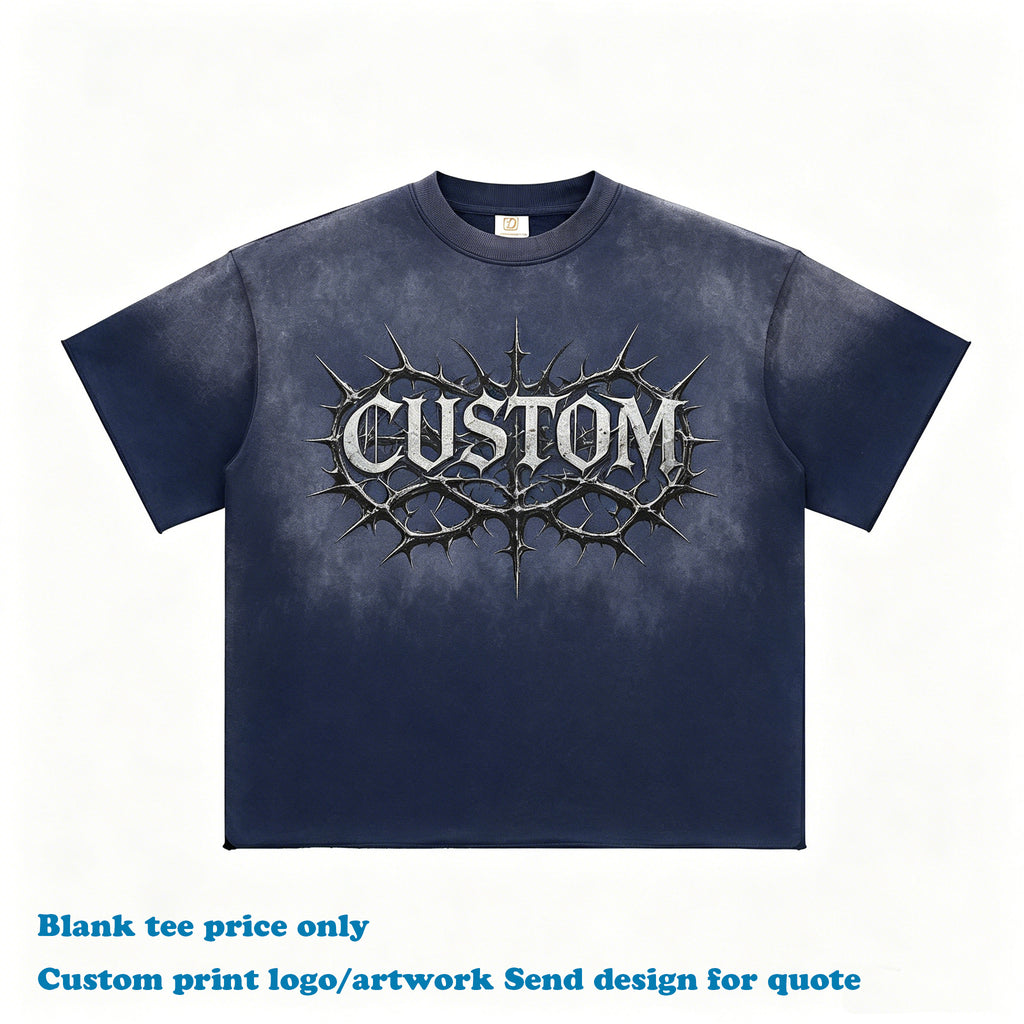 OEM Custom Gradient Acid Wash T-shirt Vintage High Quality Streetwear Boxy Summer New Design Screen Print Personalized t Shirt