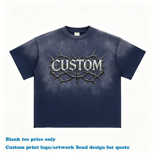 OEM Custom Gradient Acid Wash T-shirt Vintage High Quality Streetwear Boxy Summer New Design Screen Print Personalized t Shirt