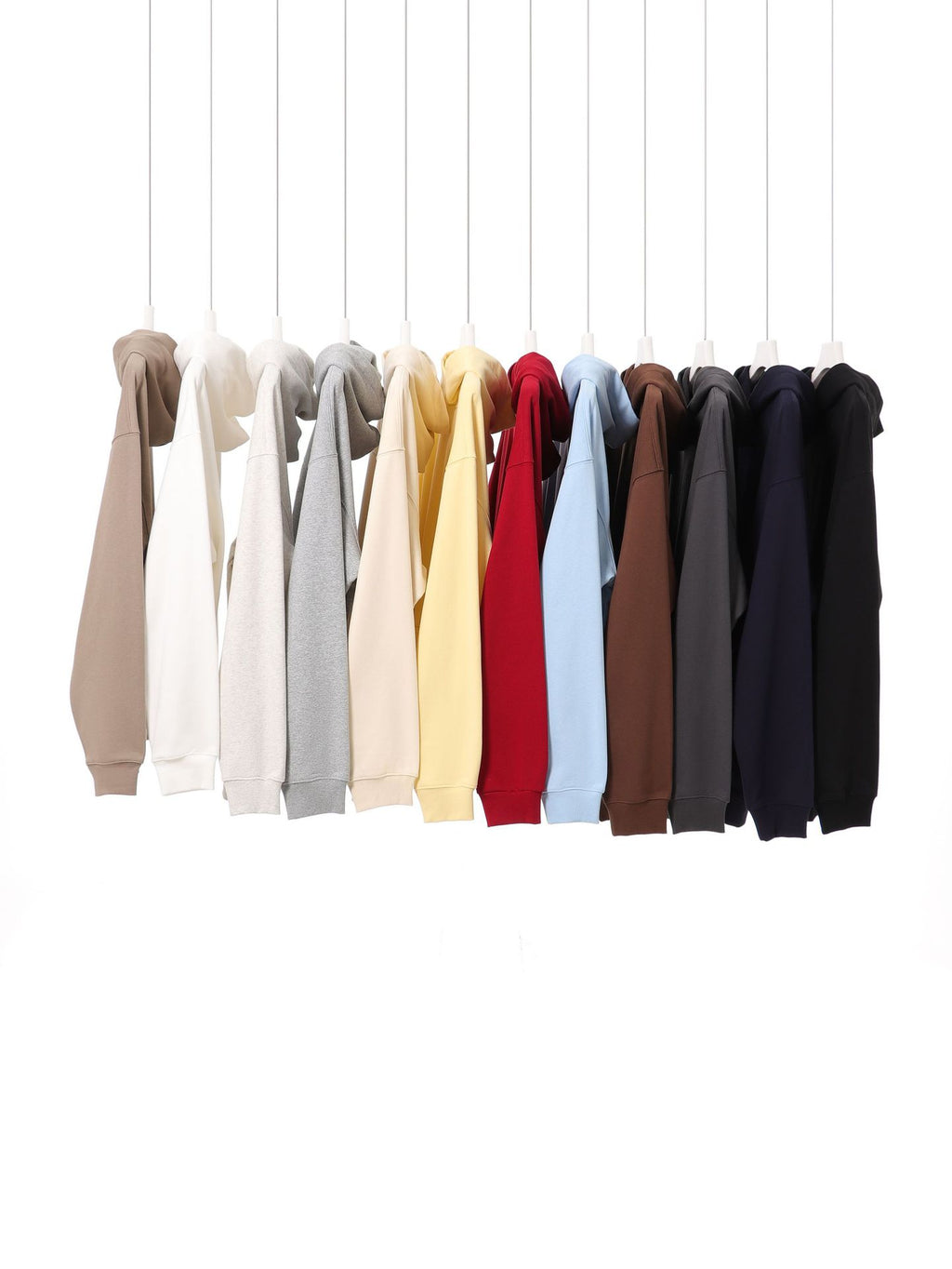 Wholesale Custom Terry Hoodies Streetwear Drop Shoulder Puff Print Heavyweight Fashion Pure Color Men's Hoodies & Sweatshirts