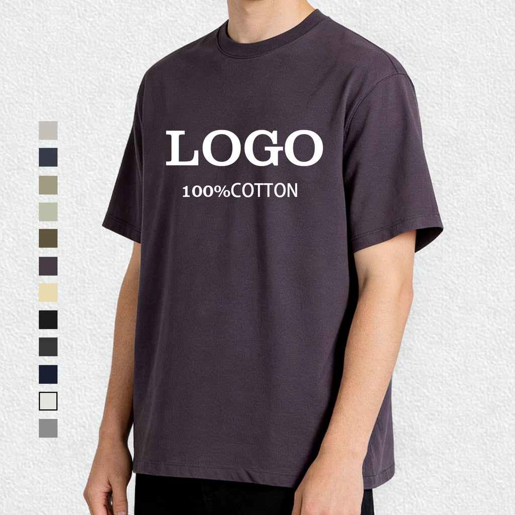 Heavyweight Tshirt Custom 100% Cotton Men's T-shirts Blank Pure Color Puff Printing Streetwear High Quality High Quality T-shirt