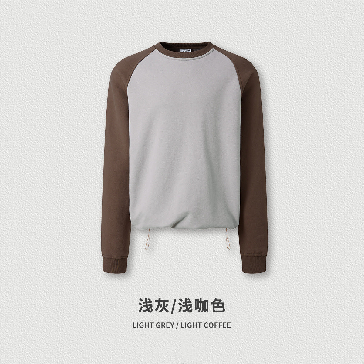 100% Cotton Hoodies 5 Color Retro Crossover Color Round Neck Hoodie with Heavy and Loose Fit Trendy Brand Drawstring at the Hem