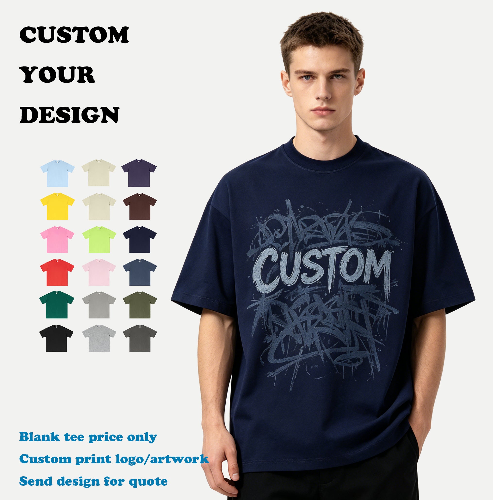New Style Custom T-shirt Streetwear High Quality 100% Cotton Drop Shoulder Fashion Wholesale Men's Dtf Transfers for t Shirts