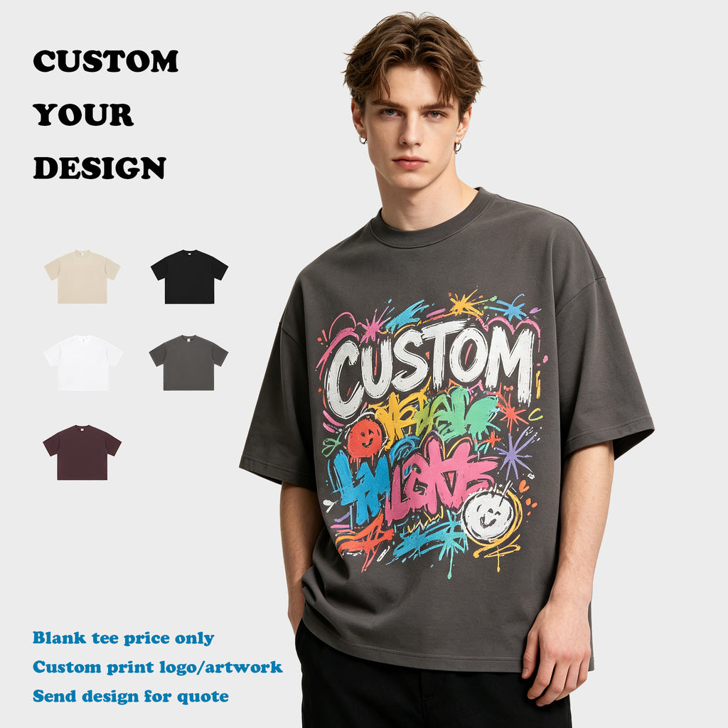 Loose Custom T-shirt Boxy High Quality Fashion 100% Cotton Embroidery logo Wholesale Streetwear O-neck Personalized T-shirt