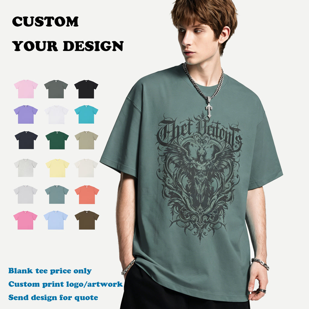 100% Cotton T-shirt Casual Custom Heavyweight Summer New Design O-neck Blank Boxy High Quality Heat Transfers for T-shirts