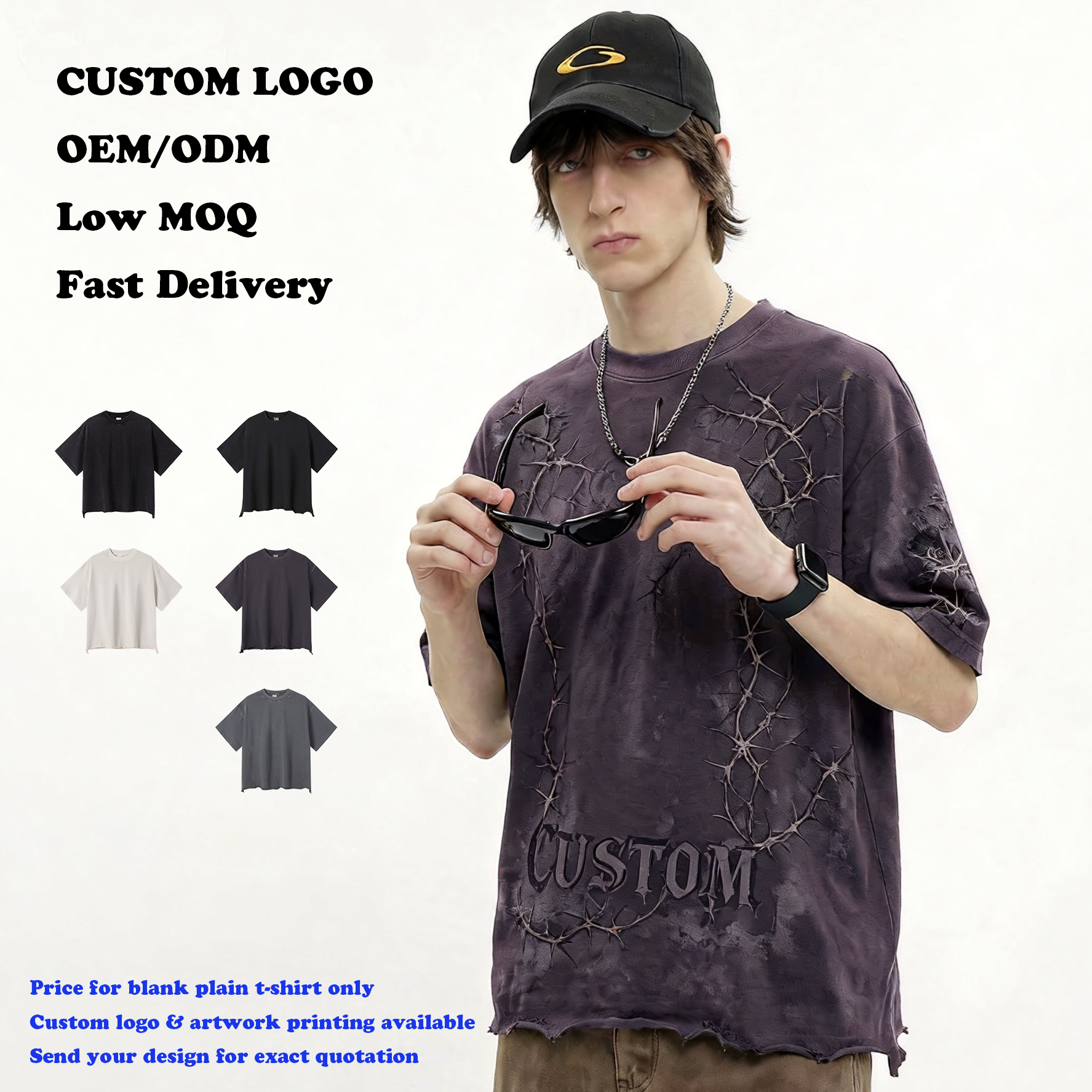 Vintage Men's Summer T-shirt Wholesale 100% Cotton Custom High Quality Washed New Design Fashion Short Sleeve Streetwear T-shirt