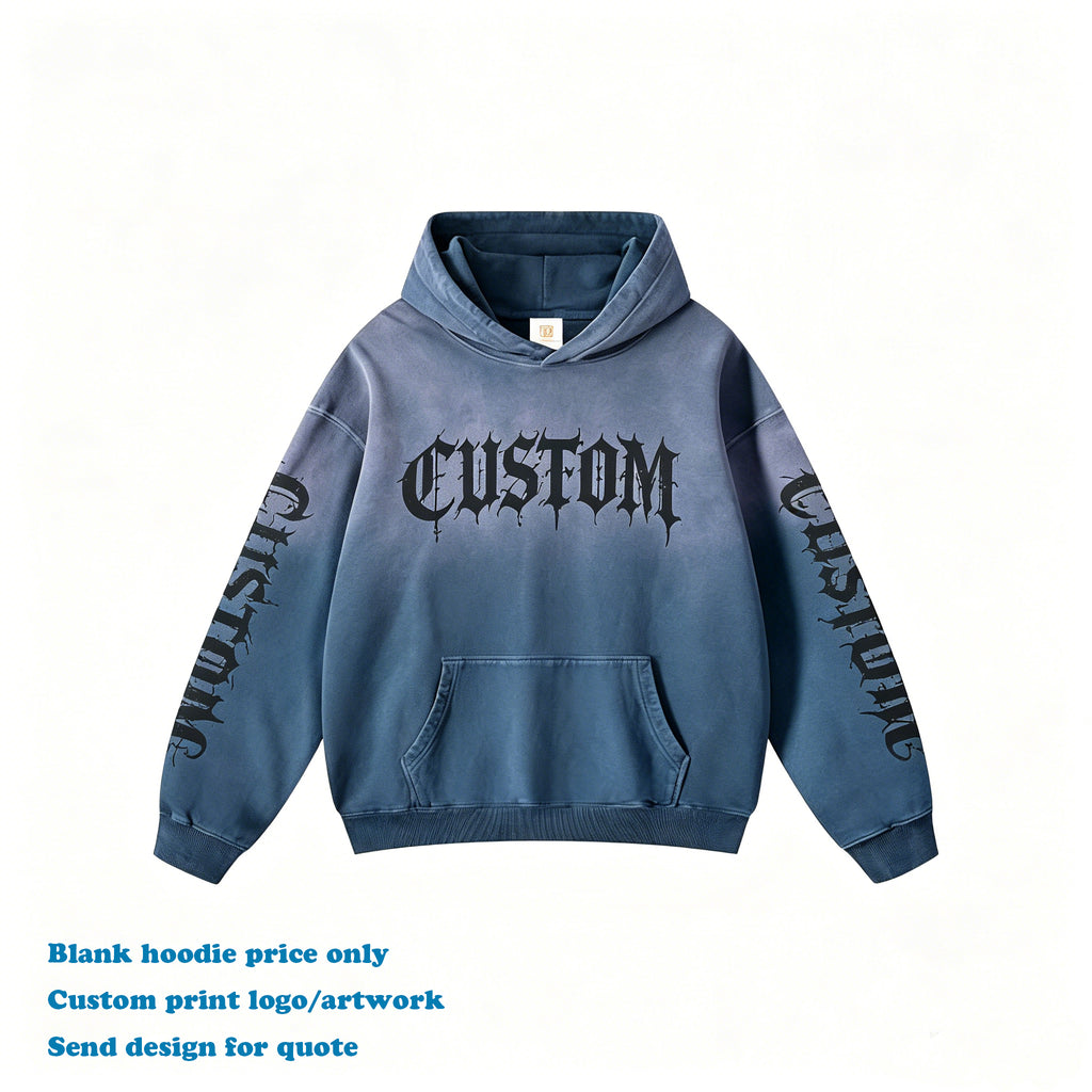 Heavyweight Custom Hoodies Dip Dye High Quality Fashion Style Acid Wash Distressed Embroidery Wholesale Men's Hoodies