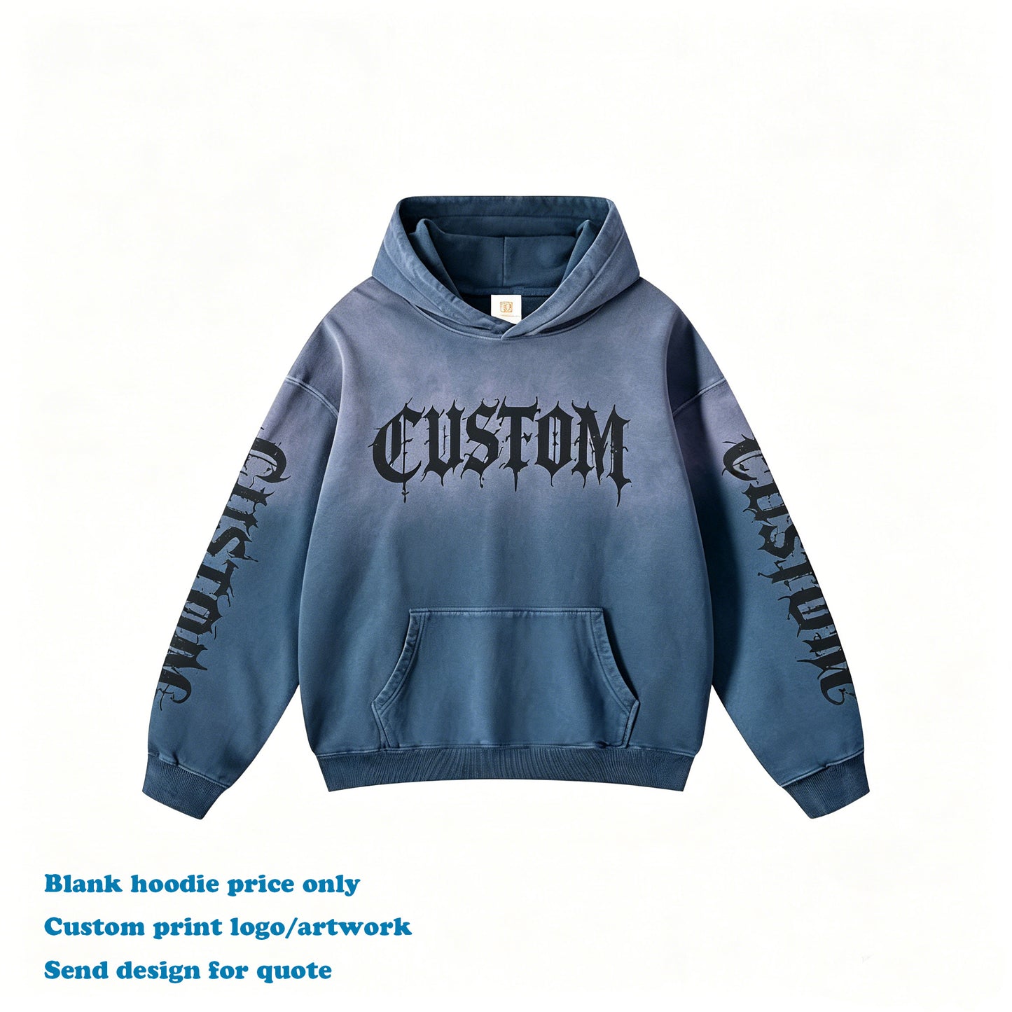 Heavyweight Custom Hoodies Dip Dye High Quality Fashion Style Acid Wash Distressed Embroidery Wholesale Men's Hoodies