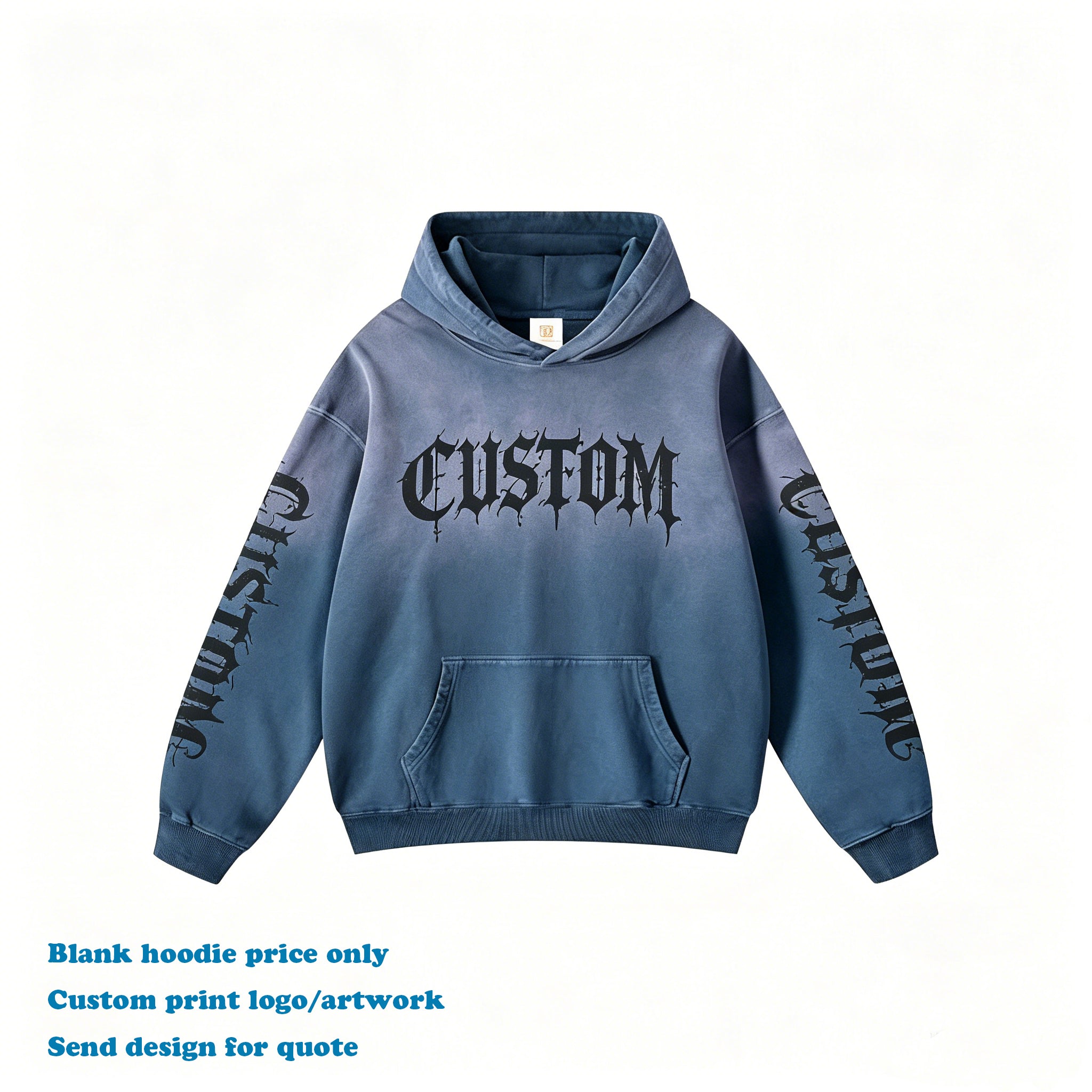 Heavyweight Custom Hoodies Dip Dye High Quality Fashion Style Acid Wash Distressed Embroidery Wholesale Men's Hoodies