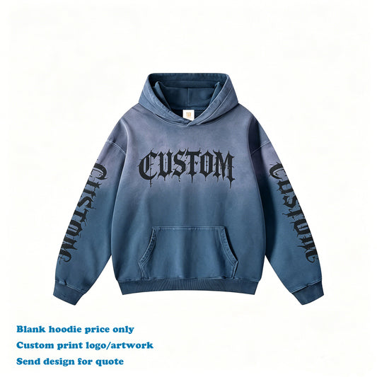 Heavyweight Custom Hoodies Dip Dye High Quality Fashion Style Acid Wash Distressed Embroidery Wholesale Men's Hoodies