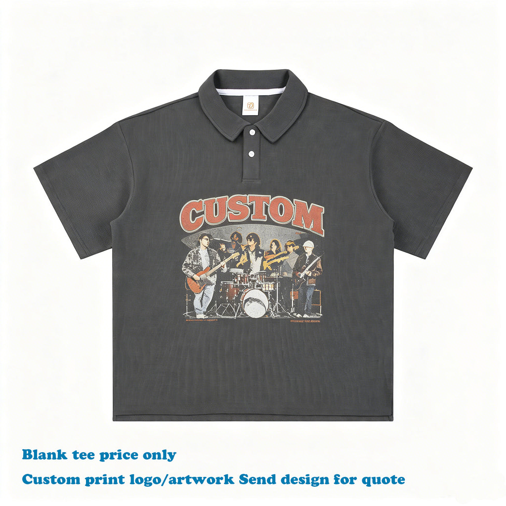 Wholesale Blank T-shirt Custom Stand Collar High Quality Casual Quick-dying Diamond Texture New Design Streetwear Men's T-shirts