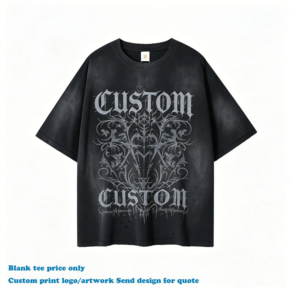 100% Cotton Custom New Design Short Sleeve Puff Printing High Quality Washed Streetwear O-neck Blank Personalized T-shirt