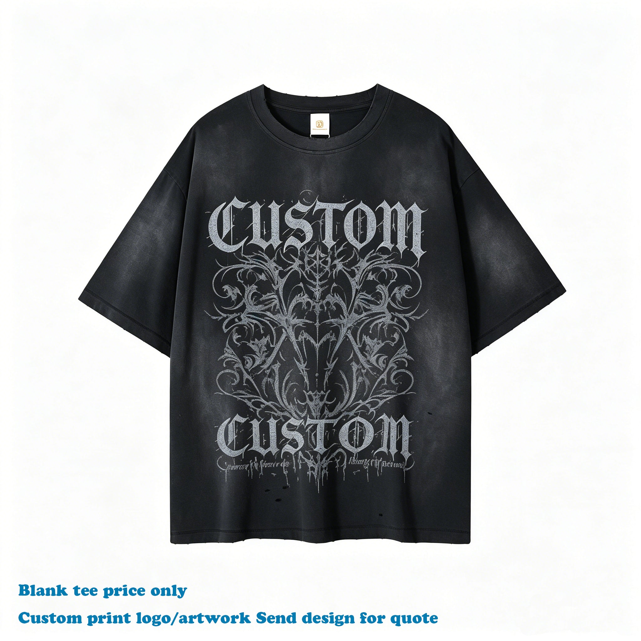 100% Cotton Custom New Design Short Sleeve Puff Printing High Quality Washed Streetwear O-neck Blank Personalized T-shirt