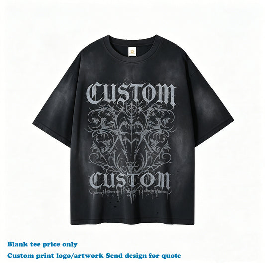 100% Cotton Custom New Design Short Sleeve Puff Printing High Quality Washed Streetwear O-neck Blank Personalized T-shirt
