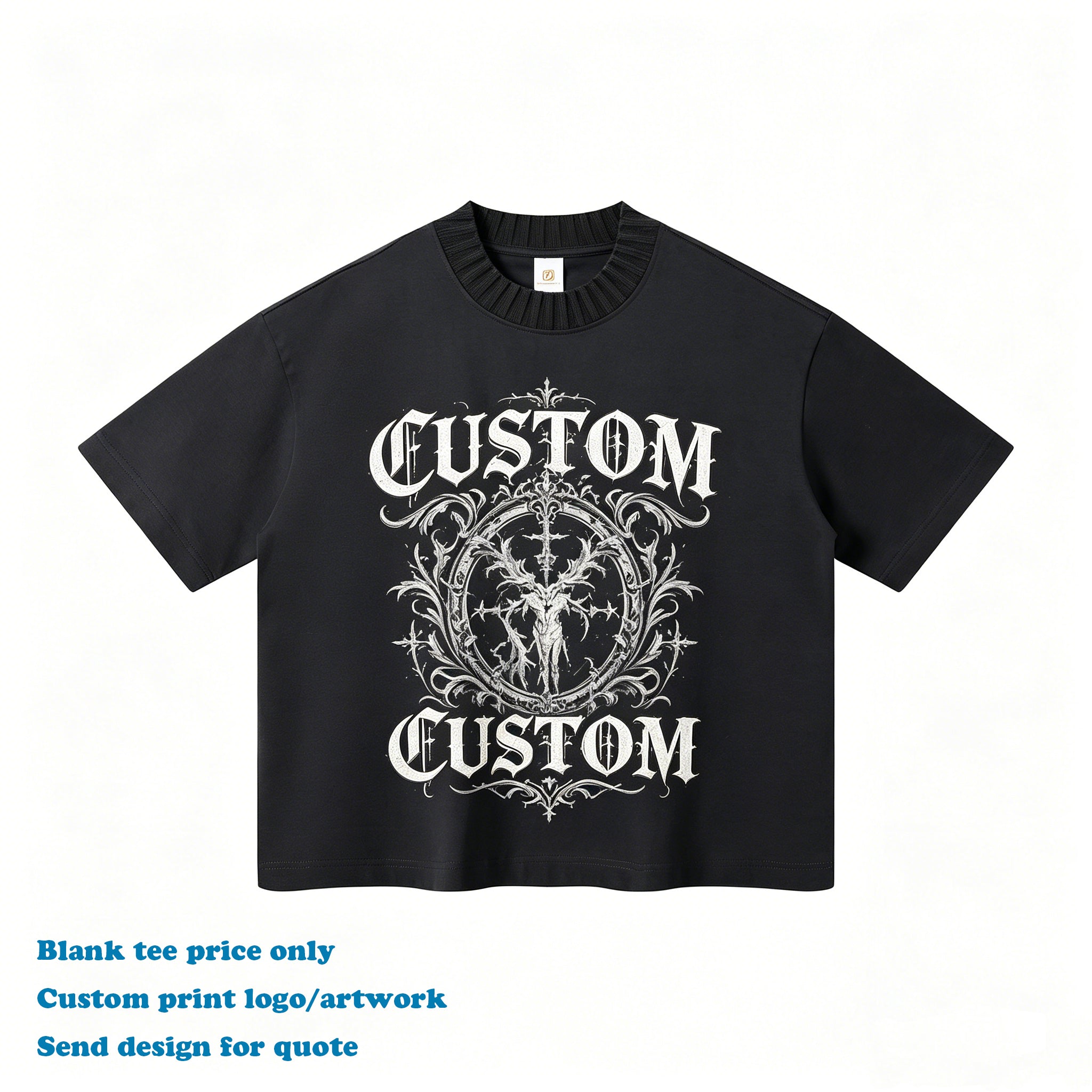 100% Cotton Custom Contrast Knit Collar Boxy Fit Color High Quality Streetwear Design Summer Short Sleeve Boxy t Shirt for Men
